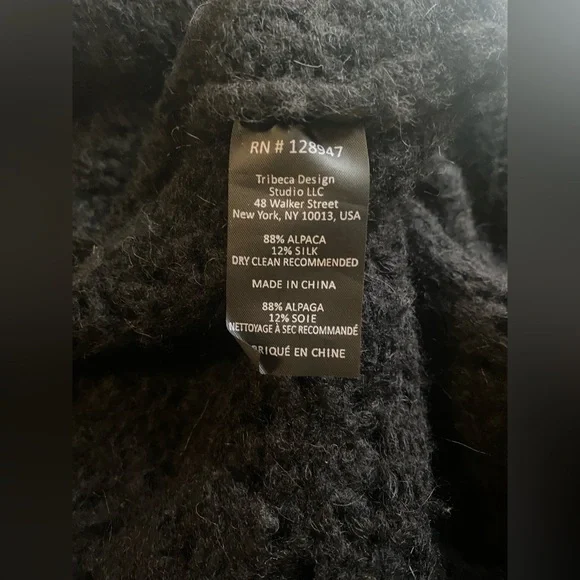 Nili Lotan Millie Black Open-Knit Alpaca & Silk See Through DesignerSweater